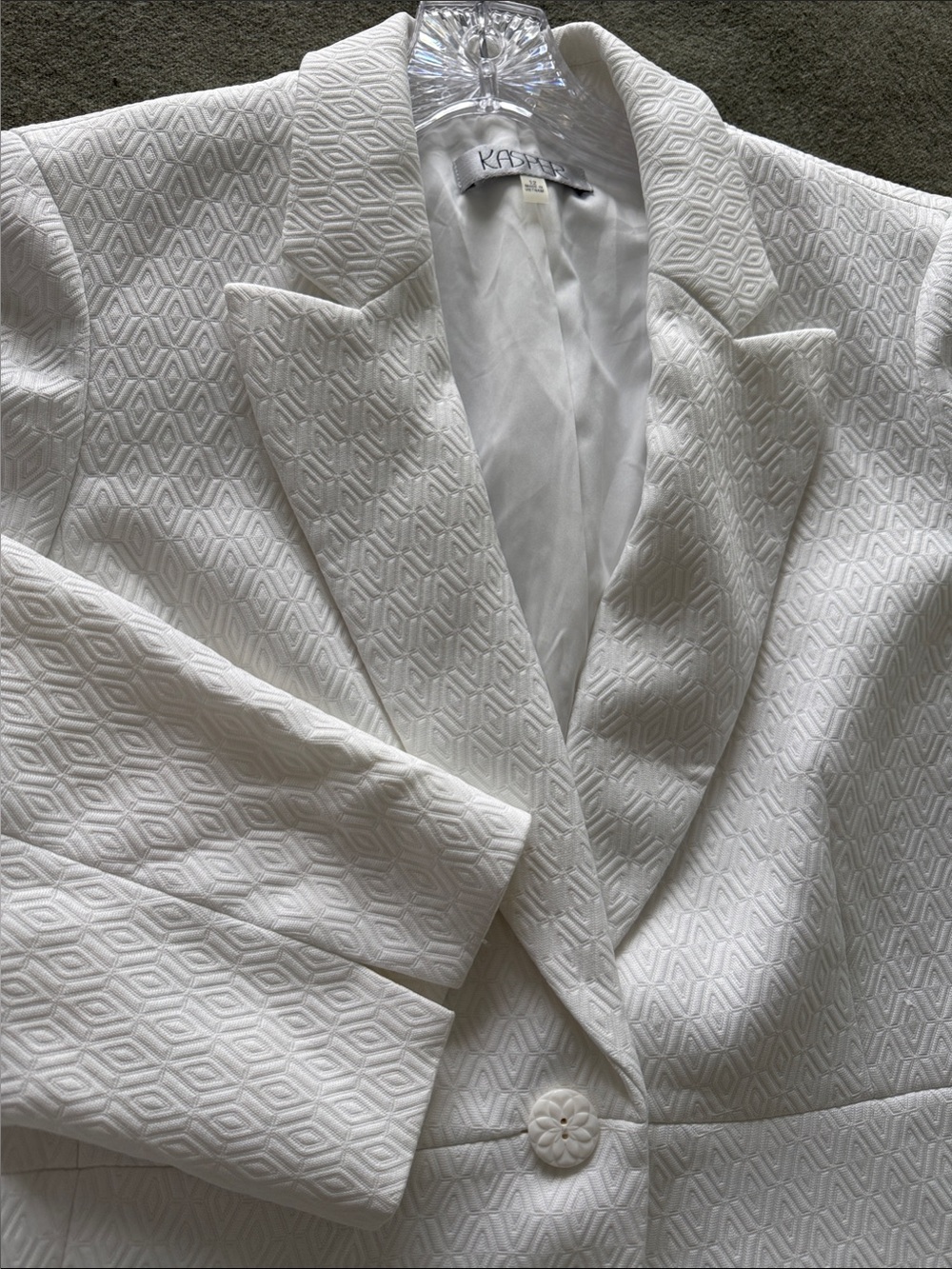 Kasper Ivory Textured Single-Button Blazer 12 - Picture 4 of 6